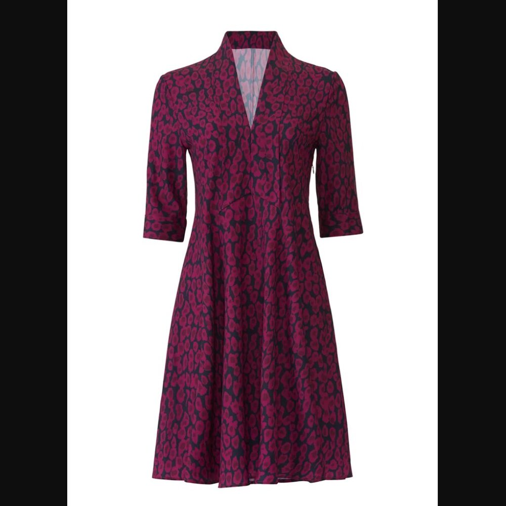 Derek Lam Collective Plum Animal Printed Dress Silk Purple Dress Size 42